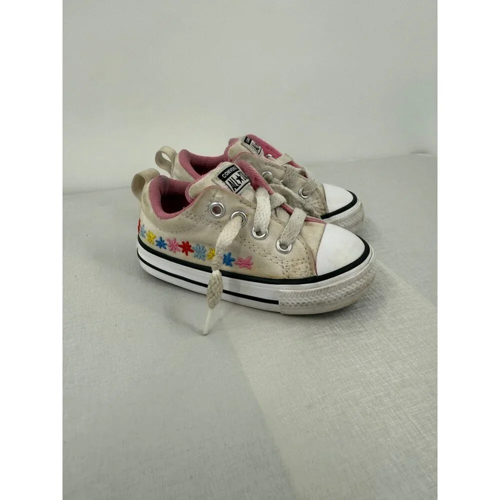 Converse Girls Toddler Floral Daisy Embroidered Tennis Shoes Size 5